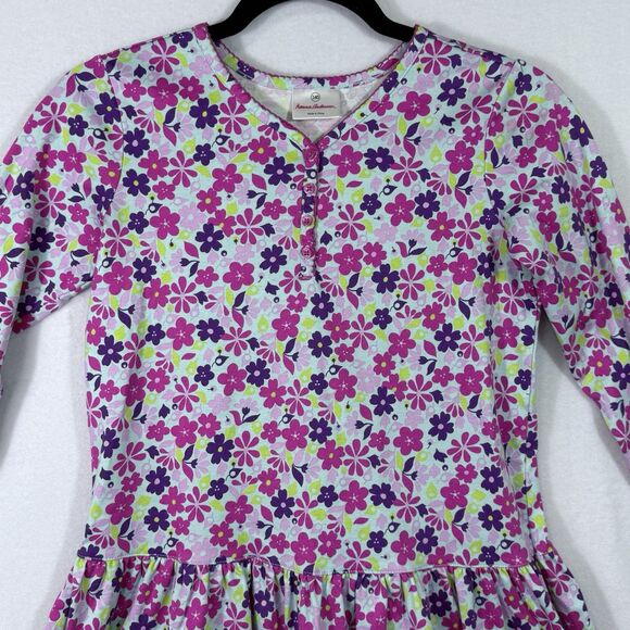 Hanna Andersson Pink Purple Floral Drop Waist Tunic Dress Girl's 140 US 10 - Picture 6 of 11